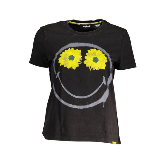 Camiseta negra de algodón para mujer