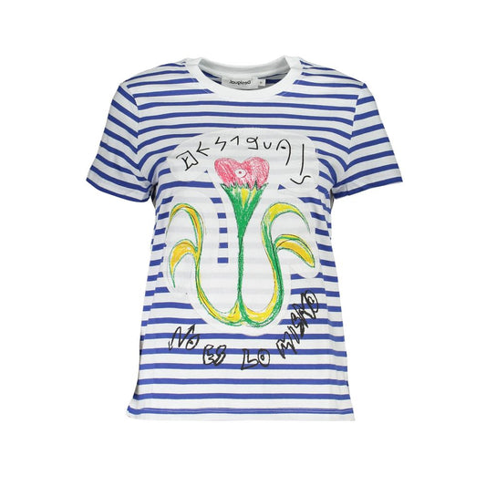 Camiseta azul de algodón para mujer