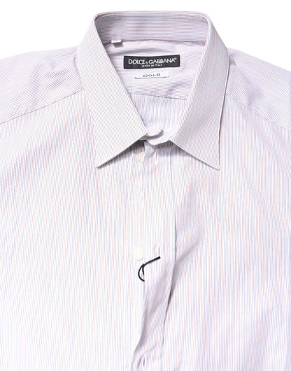 White Striped Cotton GOLD Long Sleeves Shirt