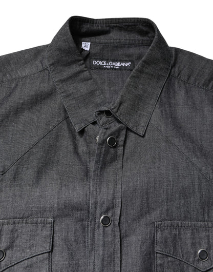 Gray Cotton Long Sleeves Casual Shirt