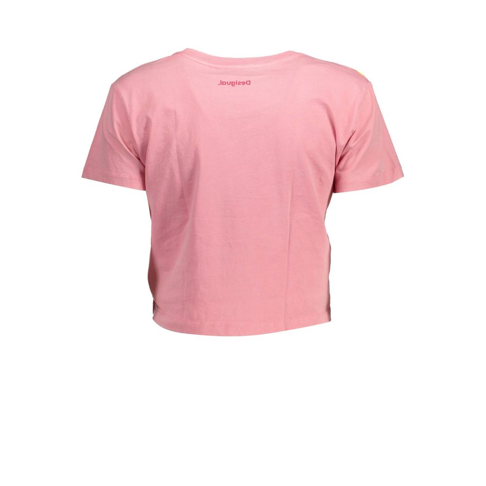 Pink Cotton Women T-Shirt
