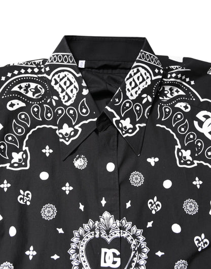 Black White Bandana Cotton Formal Dress Shirt
