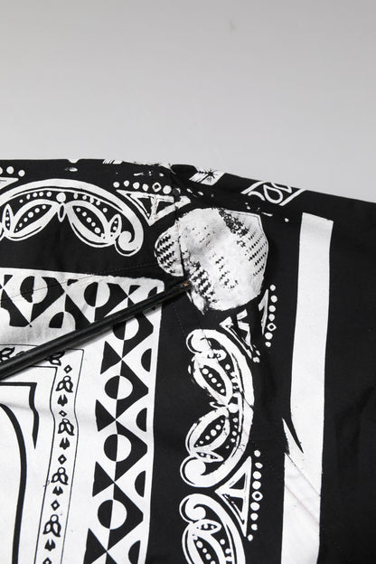 Black White Bandana Cotton Formal Dress Shirt