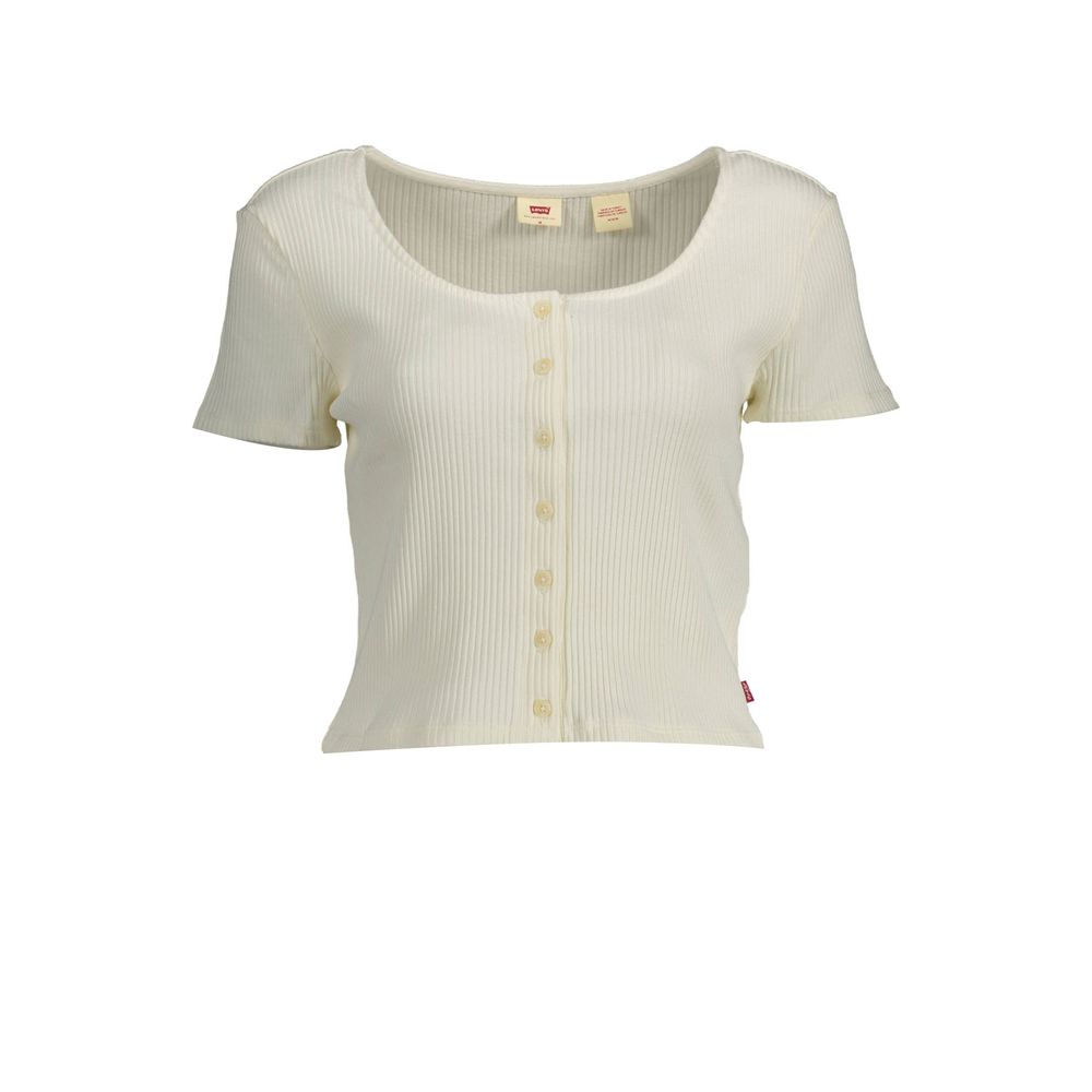 White Cotton Women T-Shirt