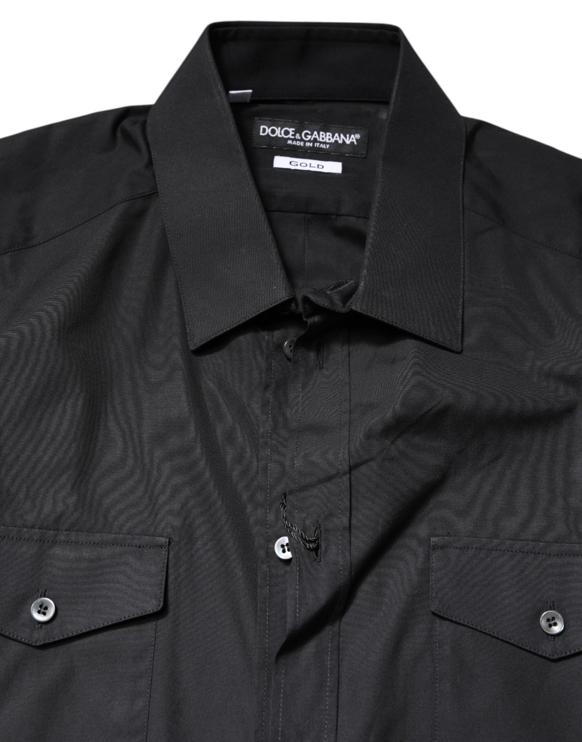 Black Short Sleeves Cotton GOLD Casual Shirt