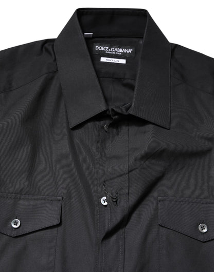 Black Short Sleeves Cotton GOLD Casual Shirt