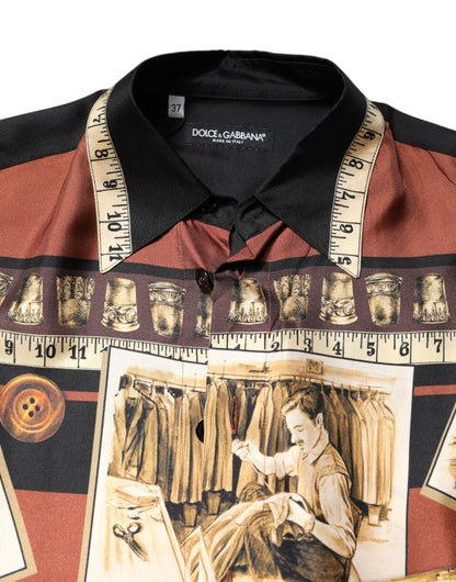 Multicolor Tailor Print Silk Casual Shirt