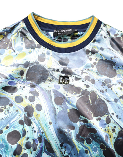 Multicolor Marble Print Men Pullover Sweater