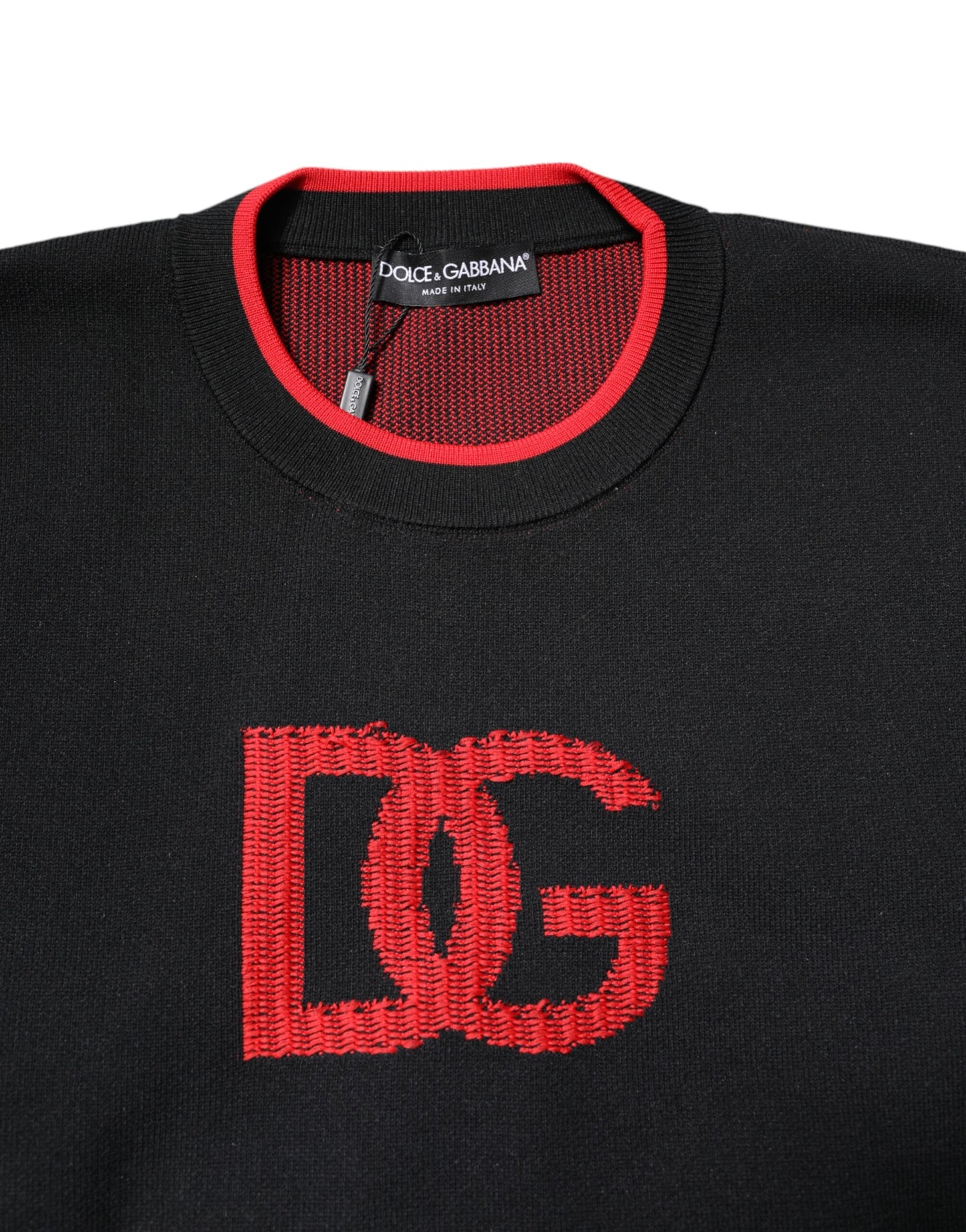 Black Nylon DGLogo Knit Men Pullover Sweater