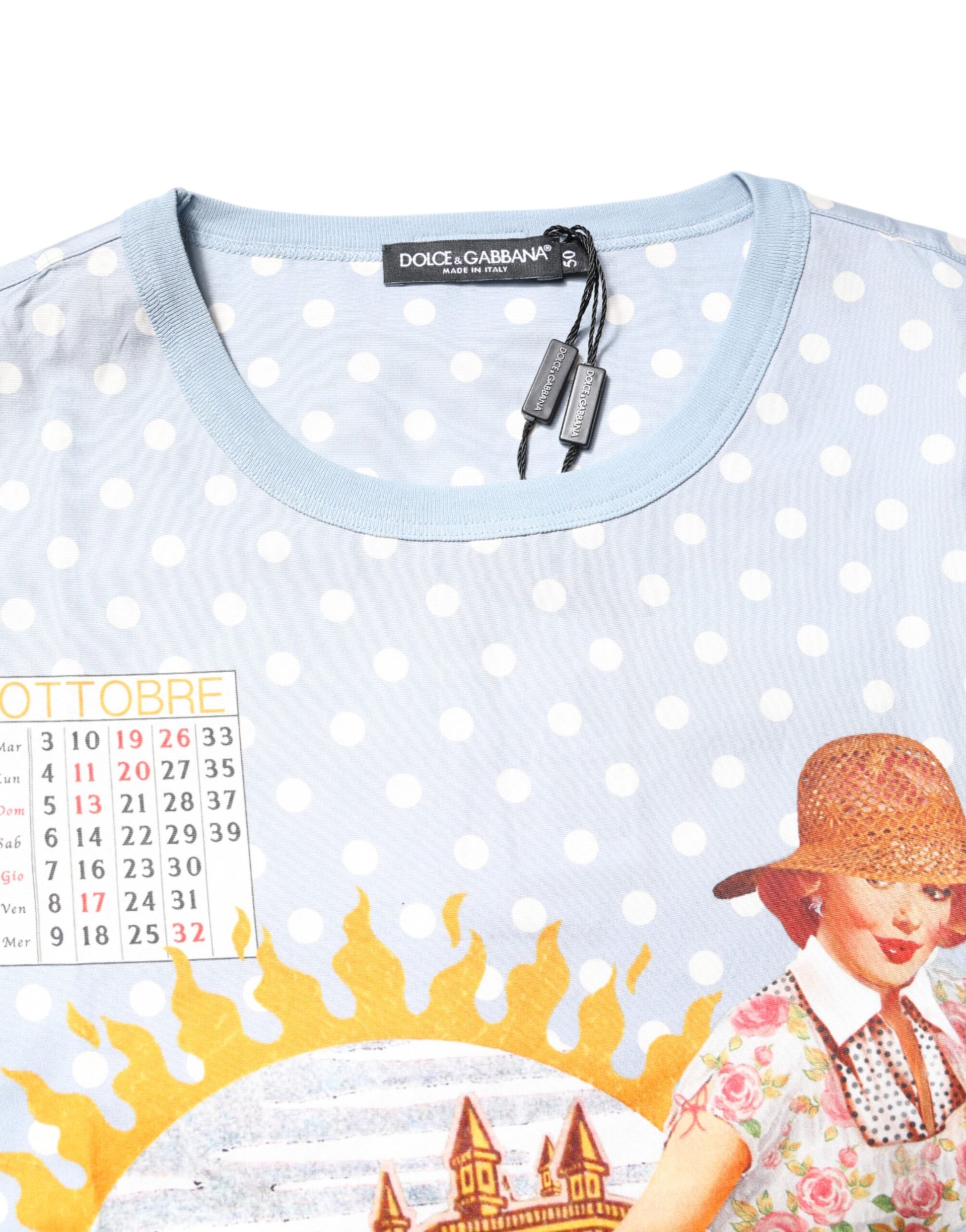 Light Blue Graphic Print Short Sleeve T-shirt