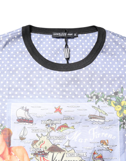 Light Blue Graphic Print Short Sleeve T-shirt