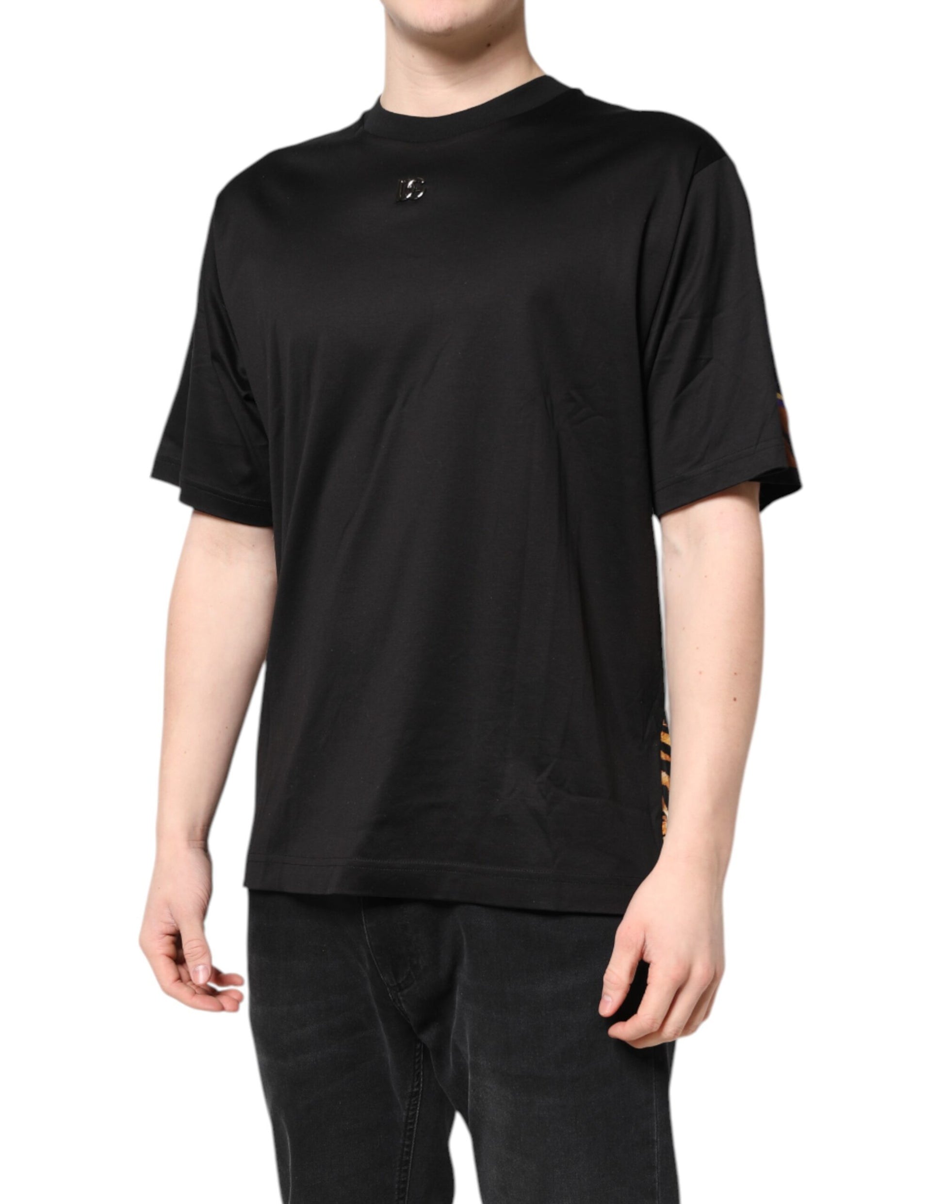 Black Graphic Print Back Short Sleeve T-shirt