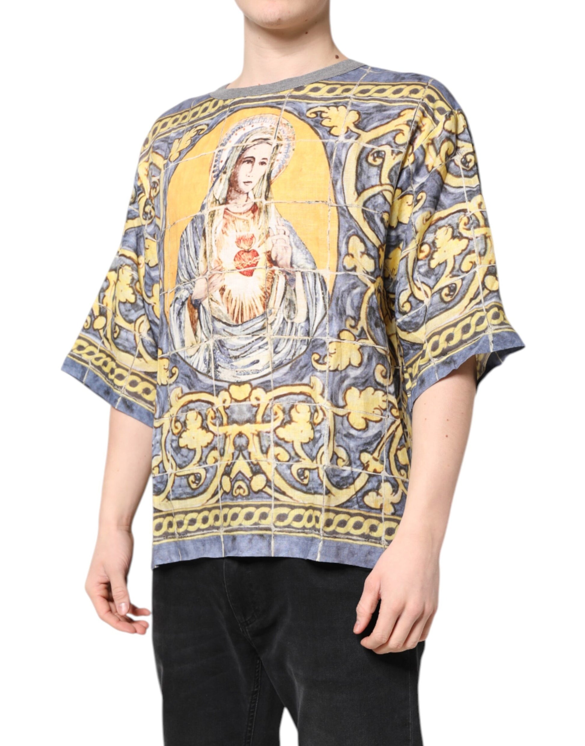 Multicolor Religious Print Round Neck T-shirt