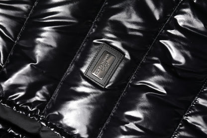 Black Logo Plaque Full Zip Puffer Jacket