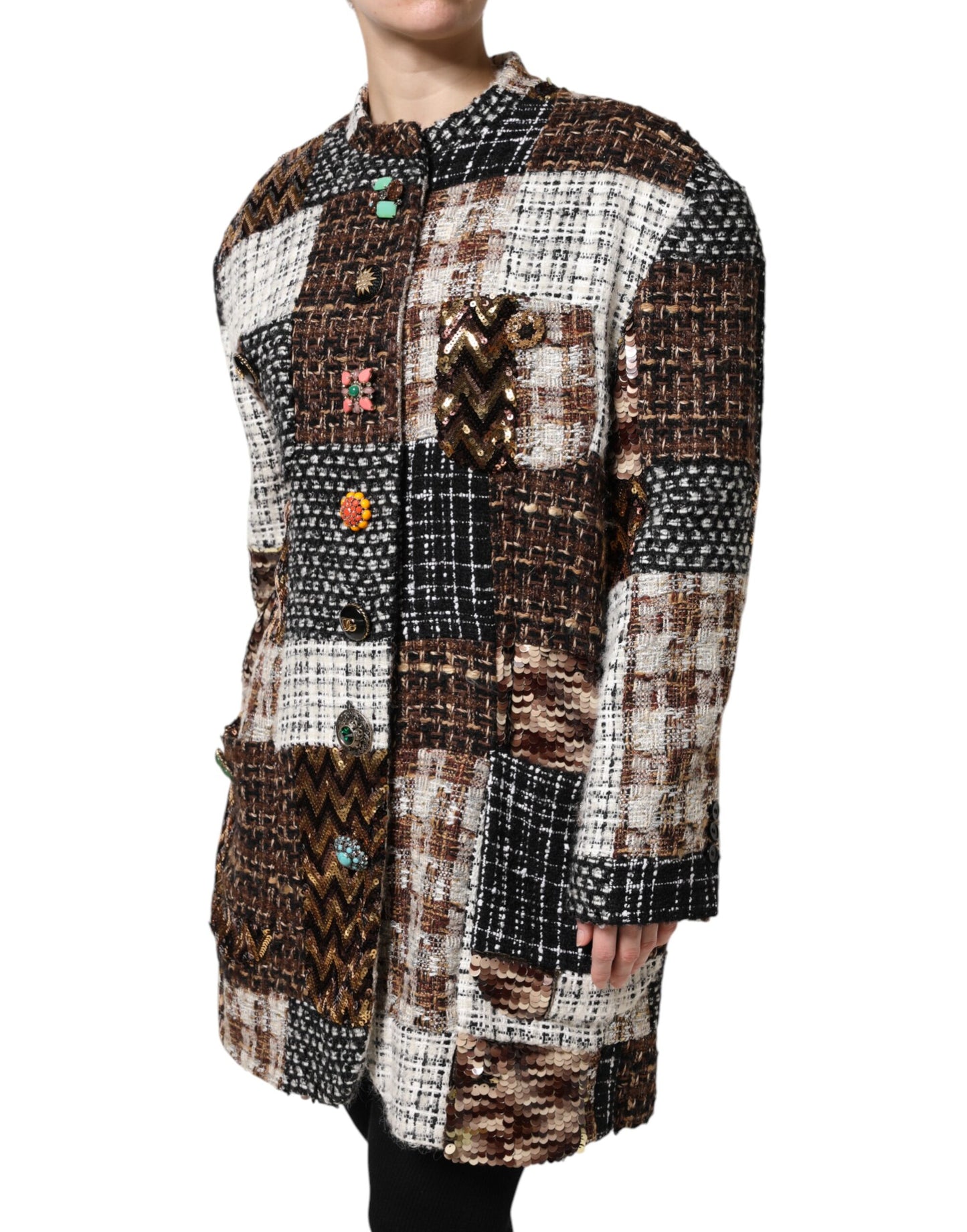 Multicolor Patchwork Button Down Jacket