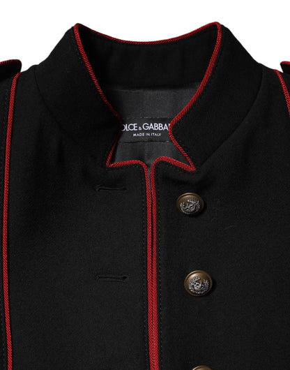 Black Wool Single Breasted Trench Coat Jacket
