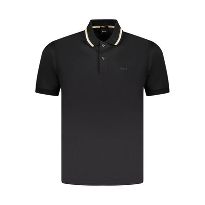 Black Cotton Men Polo Shirt