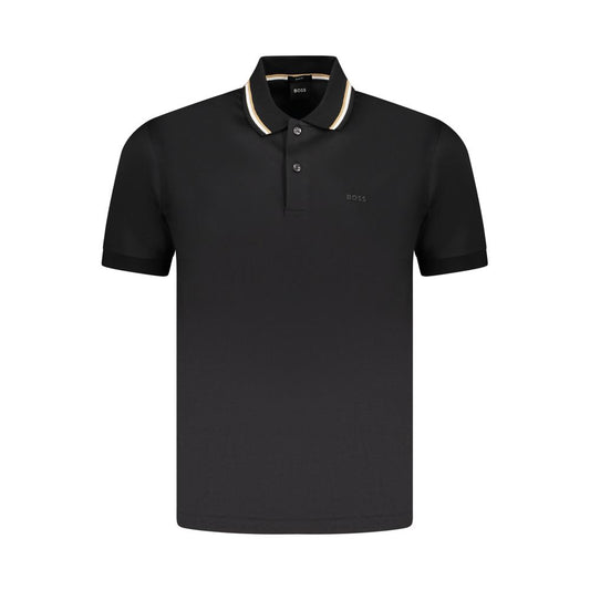 Black Cotton Men Polo Shirt