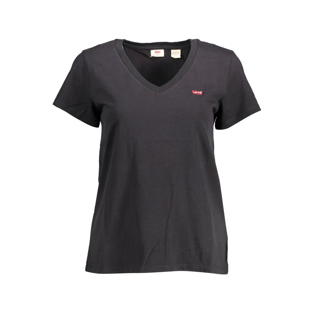 Camiseta negra de algodón para mujer