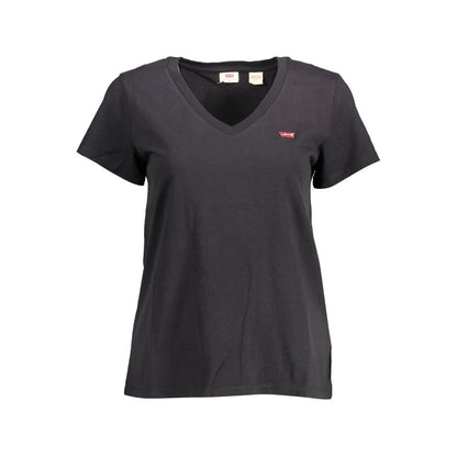 Camiseta negra de algodón para mujer
