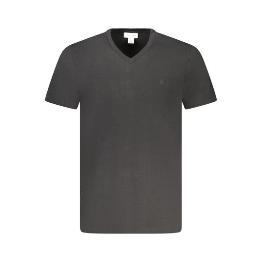 Camiseta de cuello en V de algodón negro para hombre