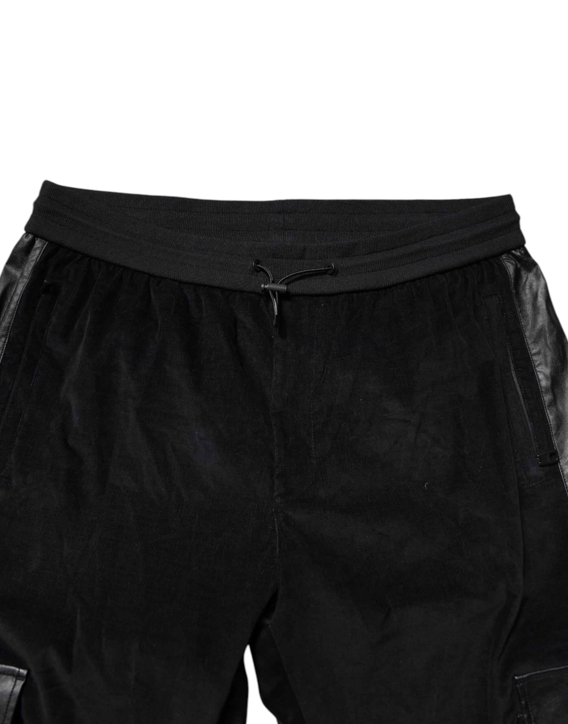 Black Cotton Cargo Jogger Sweatpants Pants