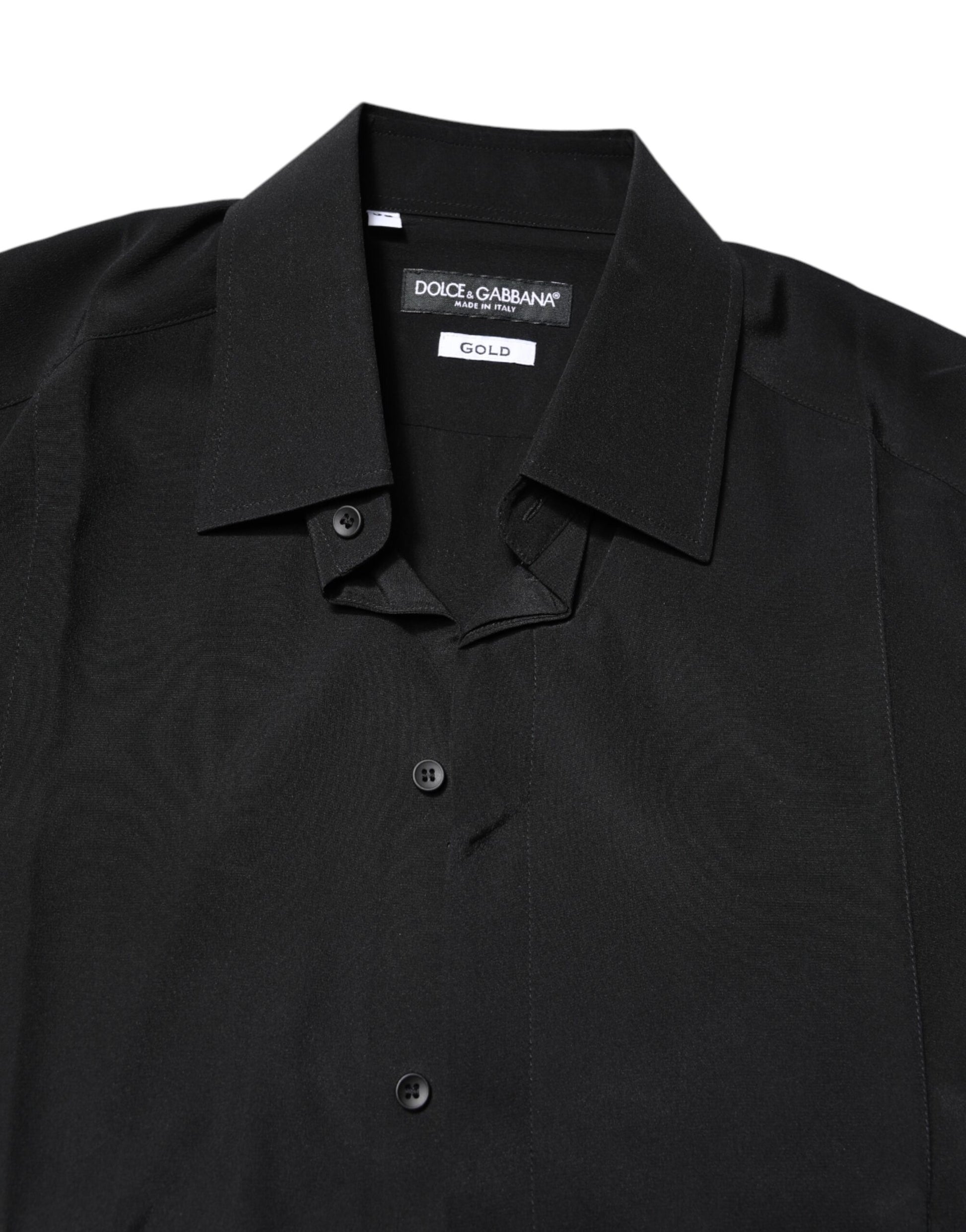 Black Silk GOLD Long Sleeves Dress Shirt