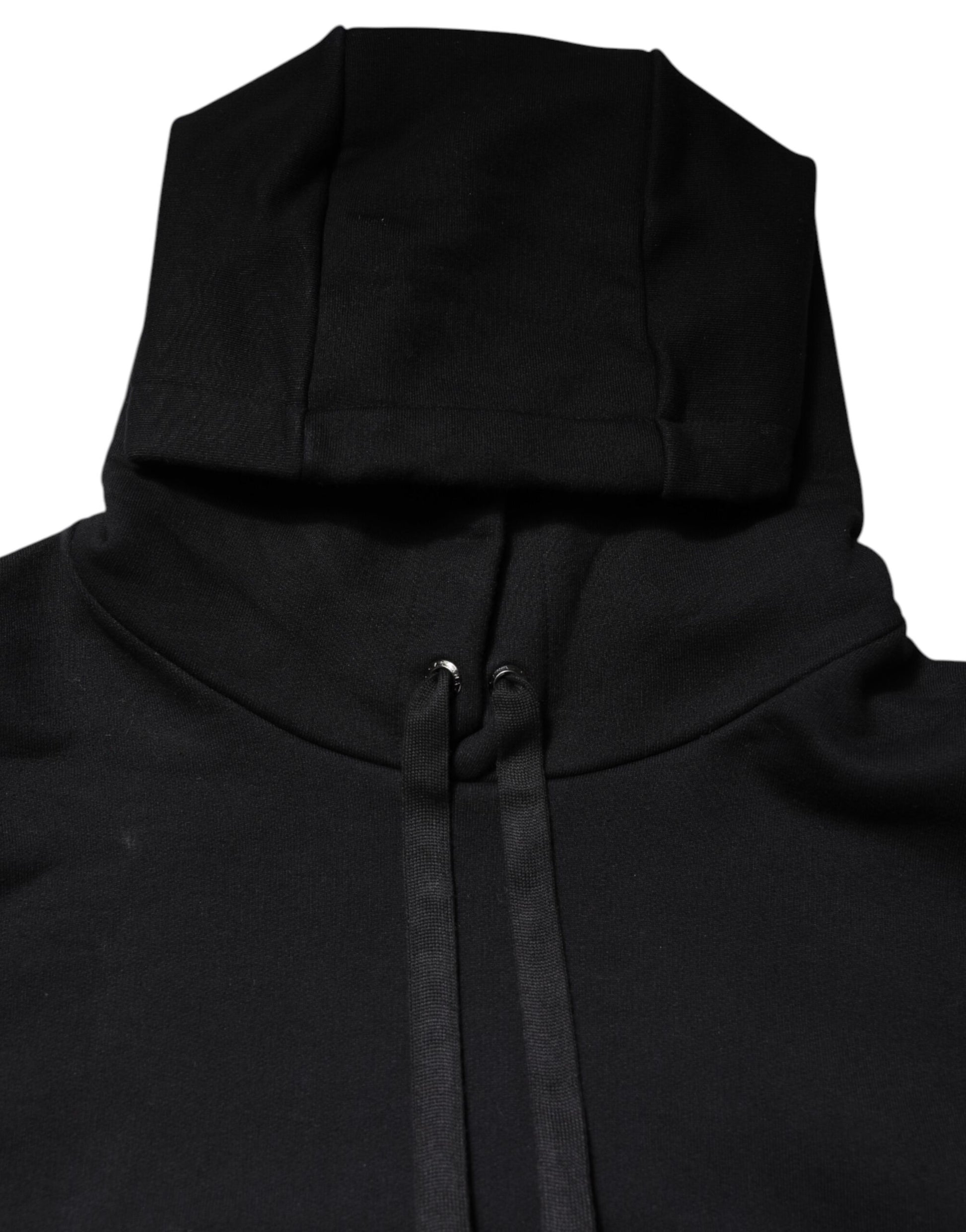 Black Embroidery Hooded Sweatshirt Sweater