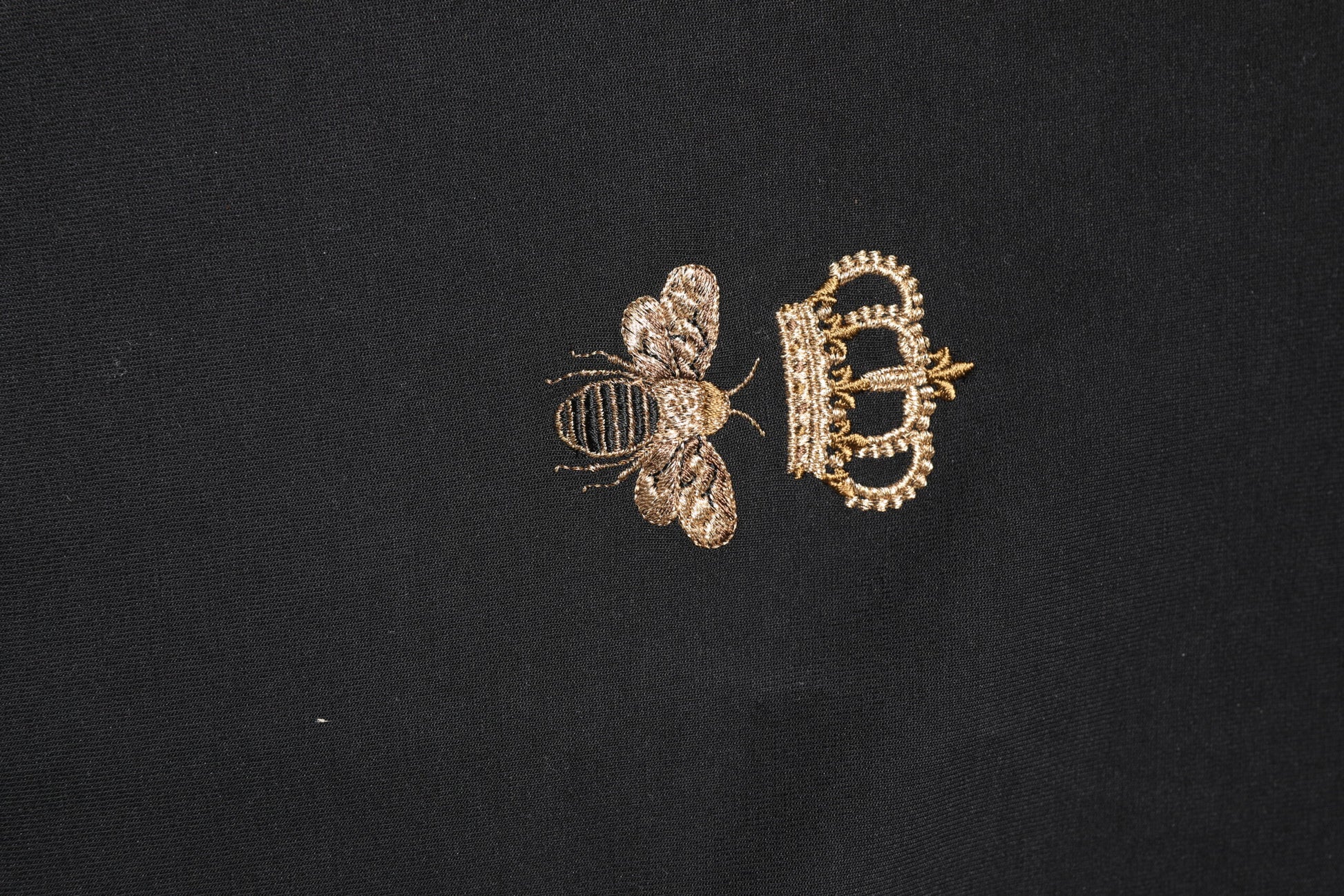 Black Bee Crown Embroidery Hooded Sweater