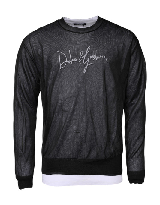 Black White Logo Knitted Pullover Sweater