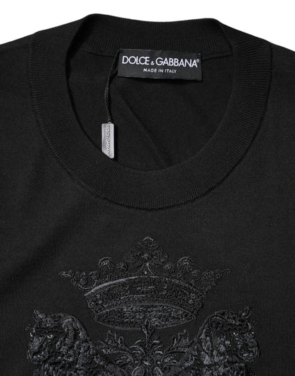 Black DG Crown Embroidery Pullover Sweater
