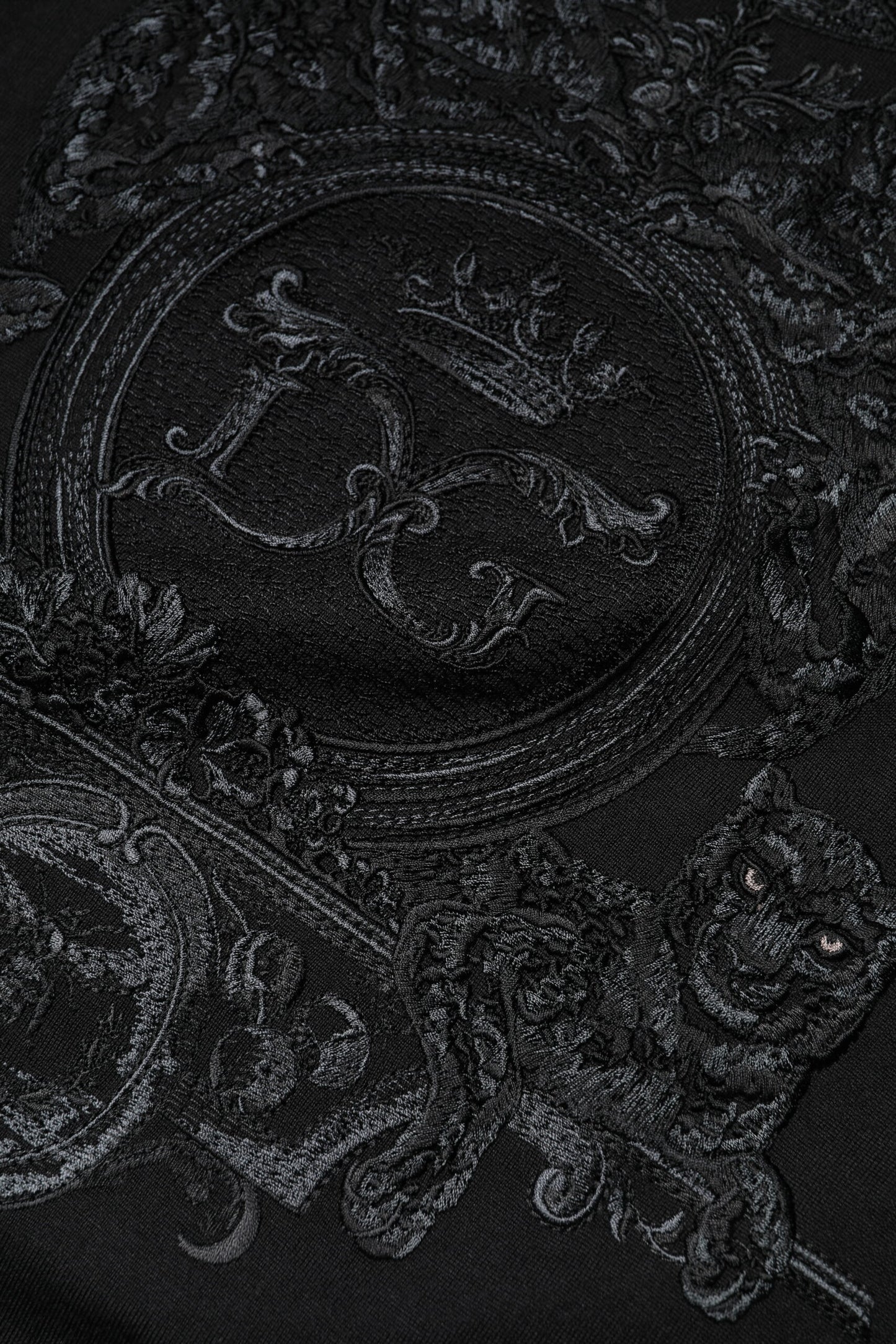 Black DG Crown Embroidery Pullover Sweater