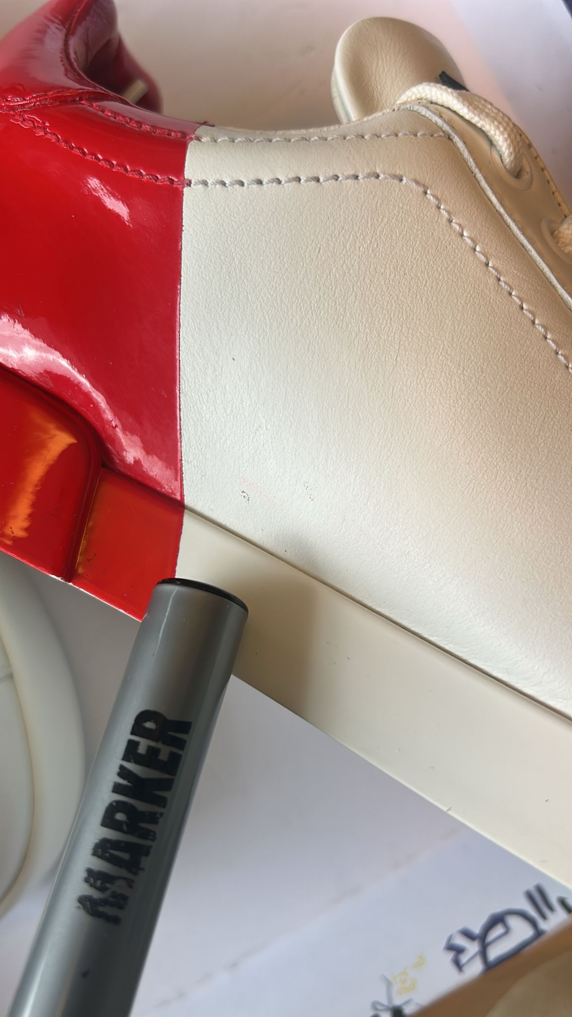 White Red Logo Portofino Sneakers Shoes