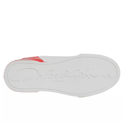 White Red Logo Portofino Sneakers Shoes