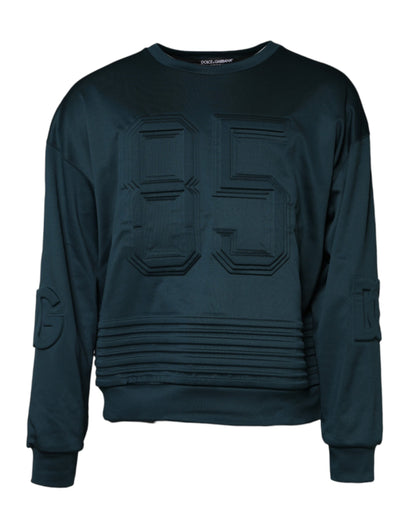 Dark Green Embossed Logo Pullover Sweater