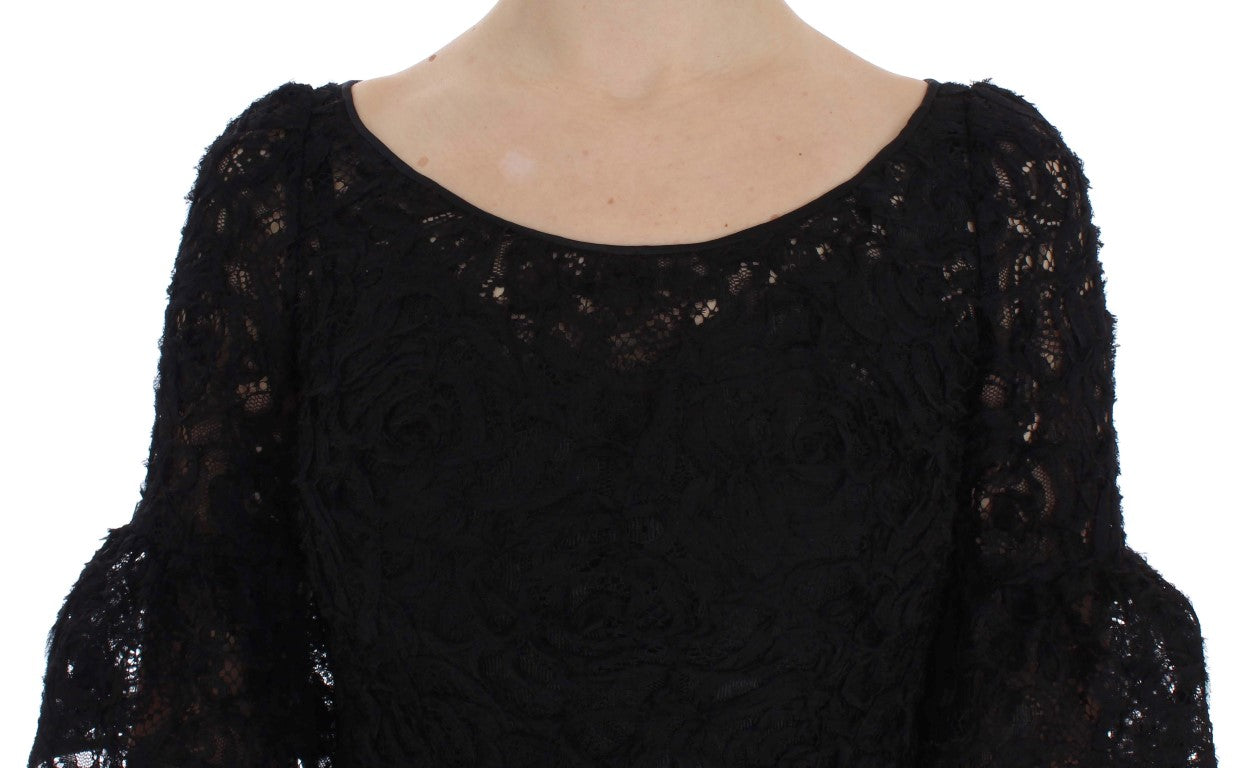 Elegant Black Floral Lace Maxi Dress