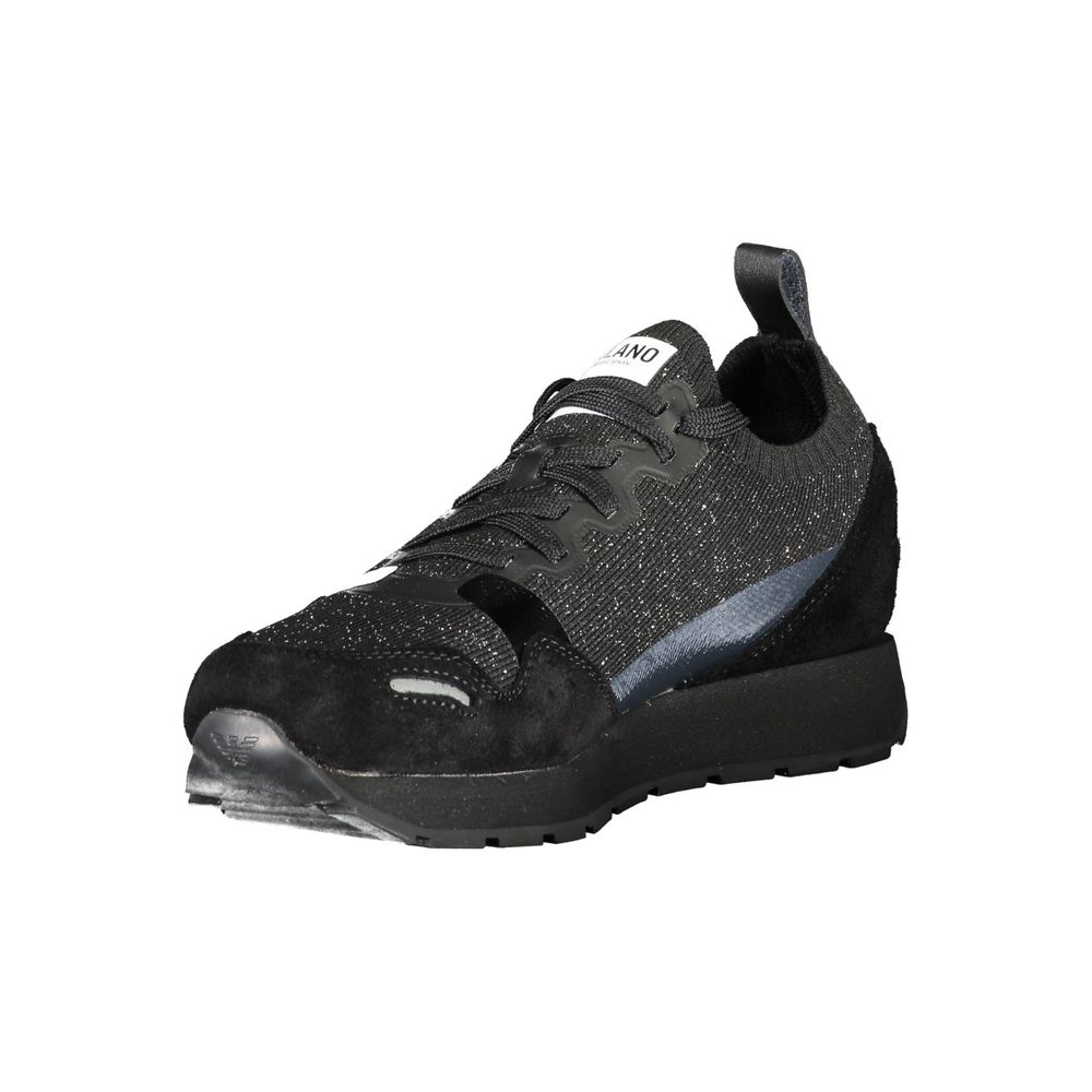 Black Leather Women Sneaker
