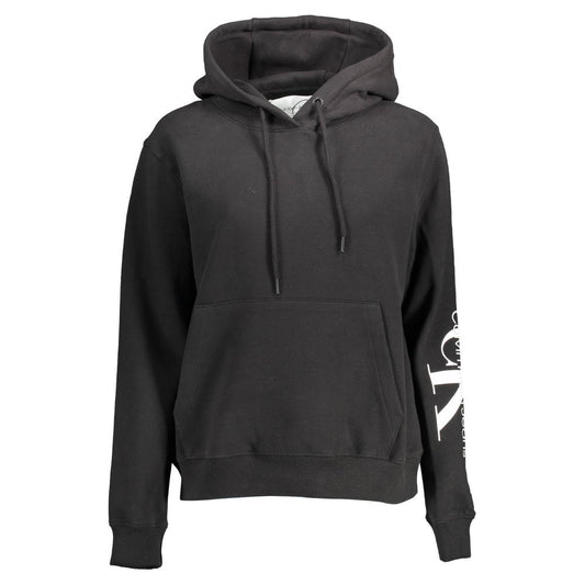 Black Cotton Women Sweatshirt