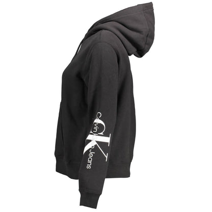 Black Cotton Women Sweatshirt