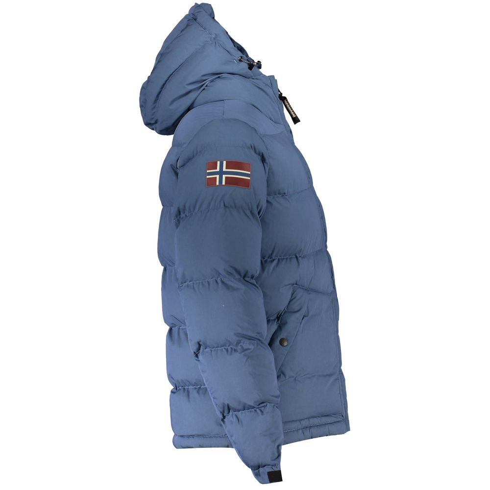 Blue Polyester Men Jacket