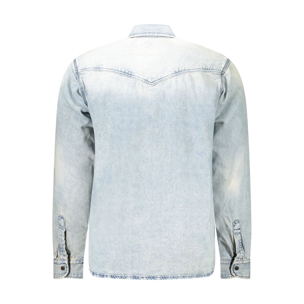 Camisa de algodón azul claro para hombre