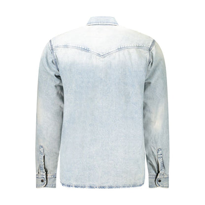 Camisa de algodón azul claro para hombre
