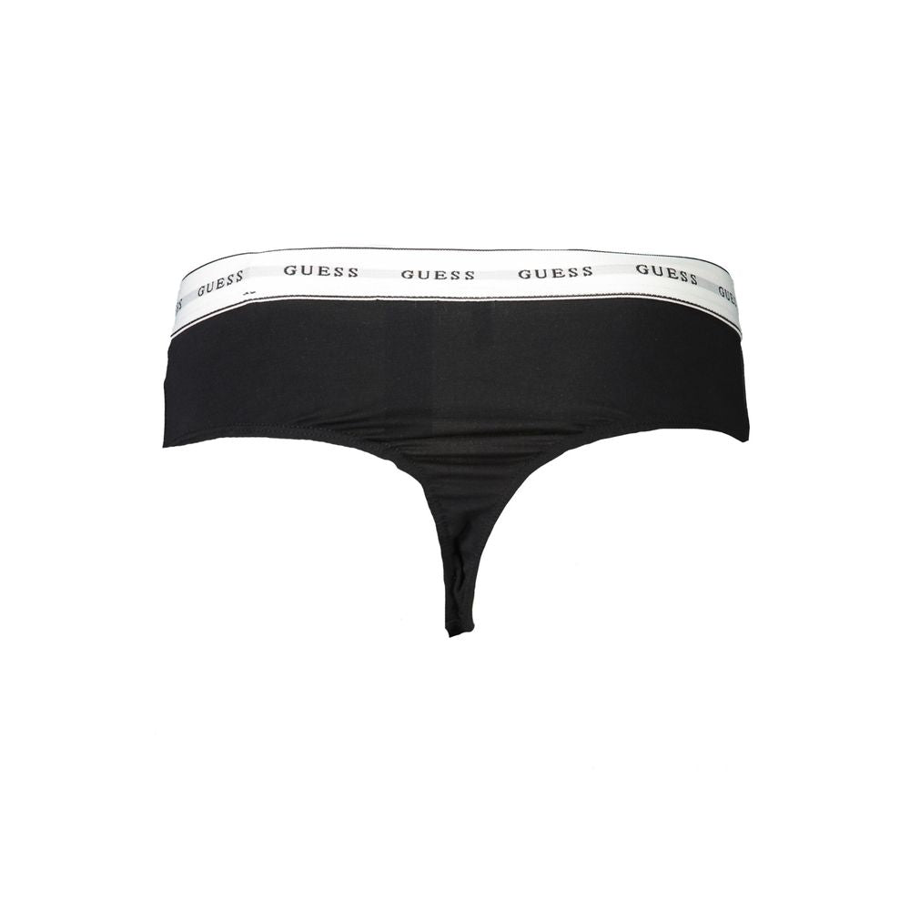 Tanga de algodón negro para mujer