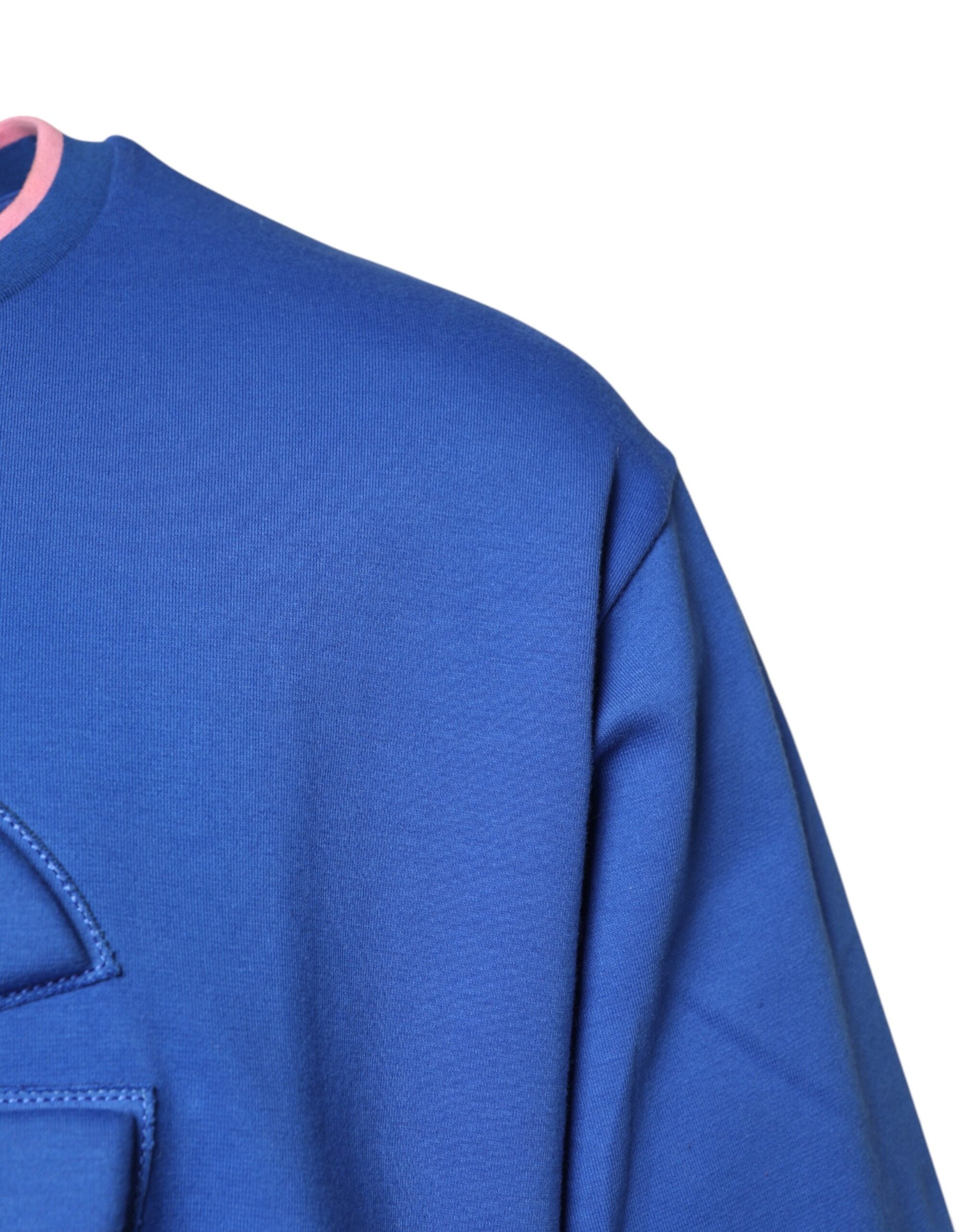 Blue Cotton DG Embossed Crew Neck T-shirt