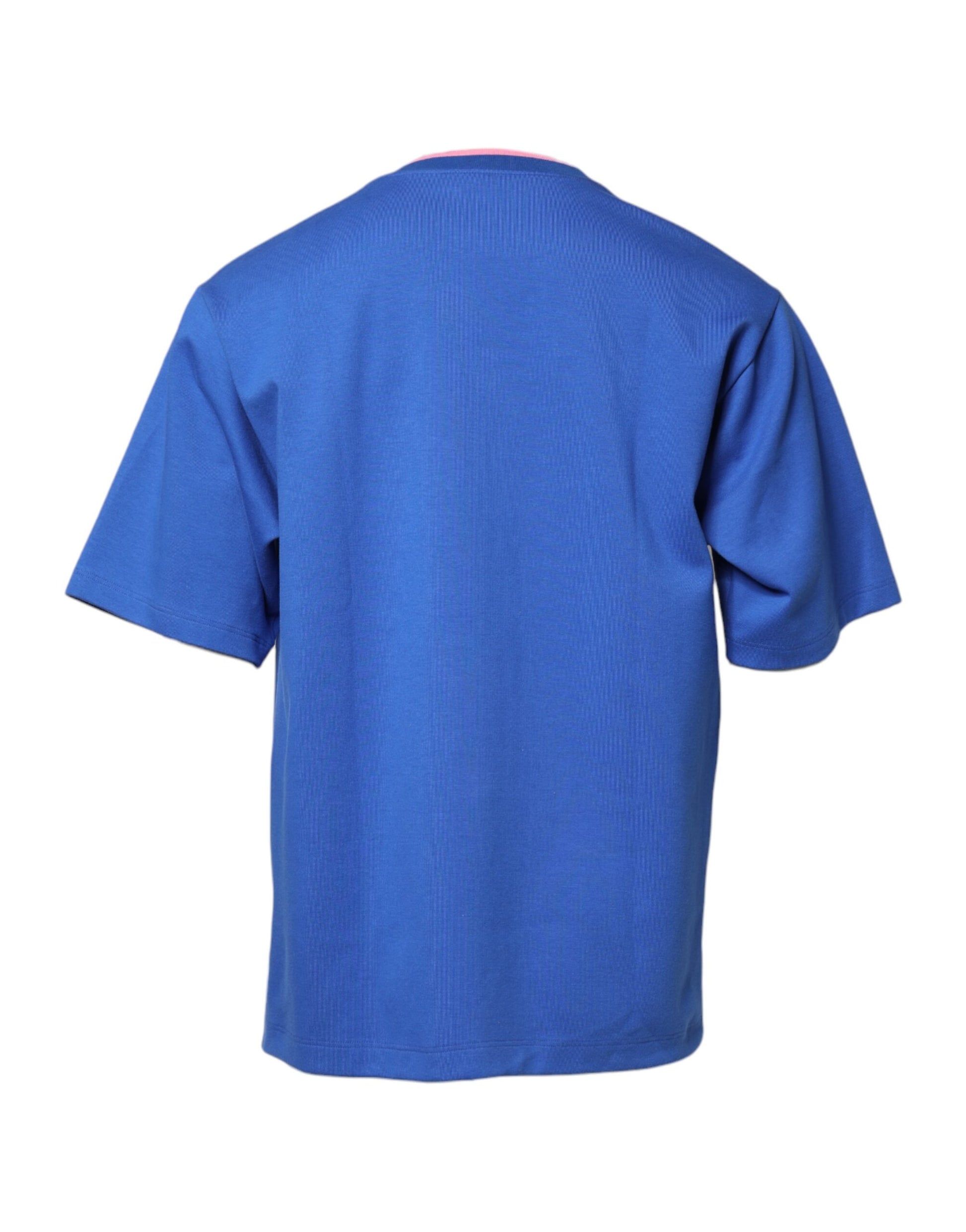 Blue Cotton DG Embossed Crew Neck T-shirt