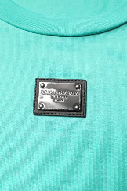 Green Sleeveless Logo Round Neck T-shirt