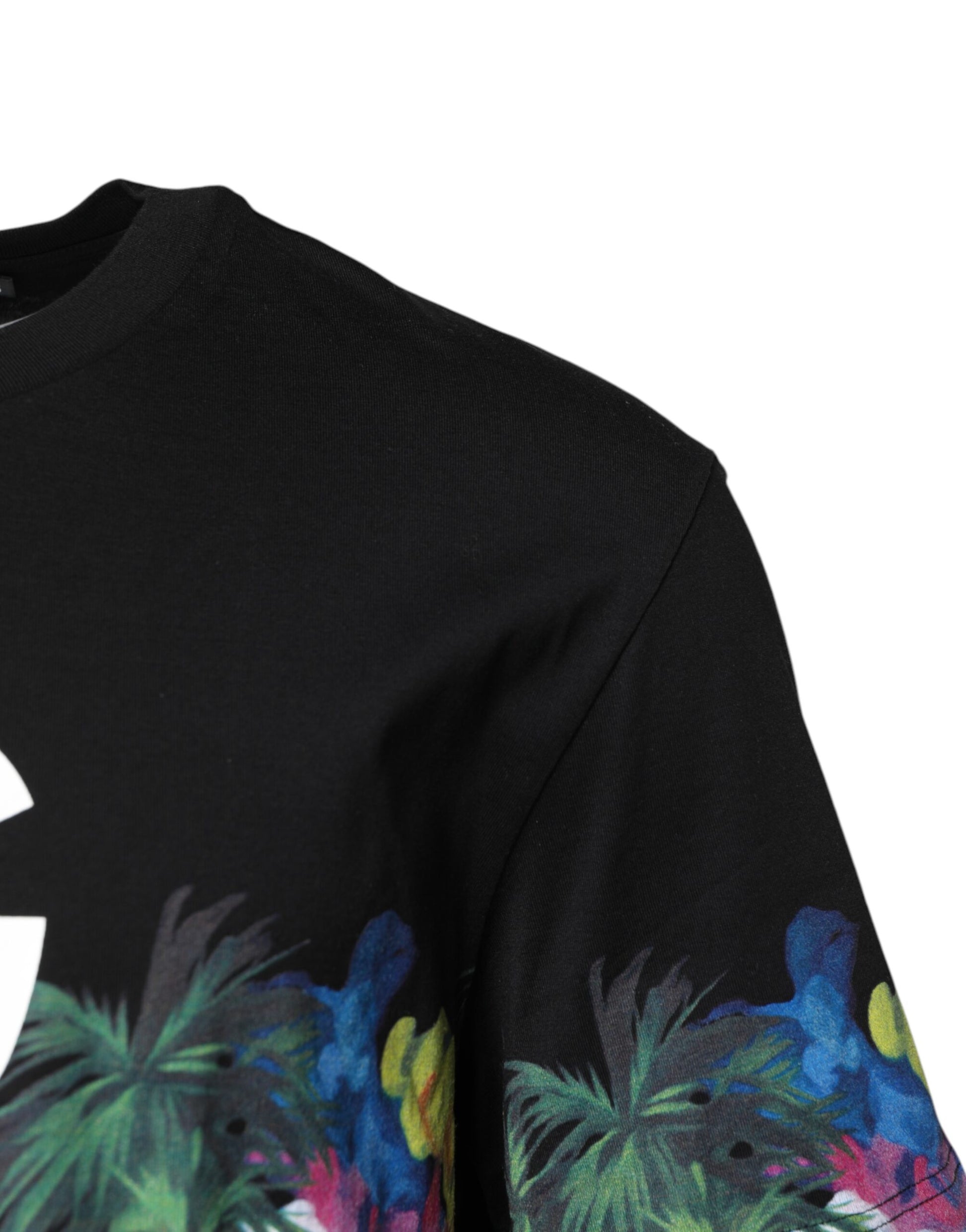 Black DG Floral Print Crew Neck T-shirt