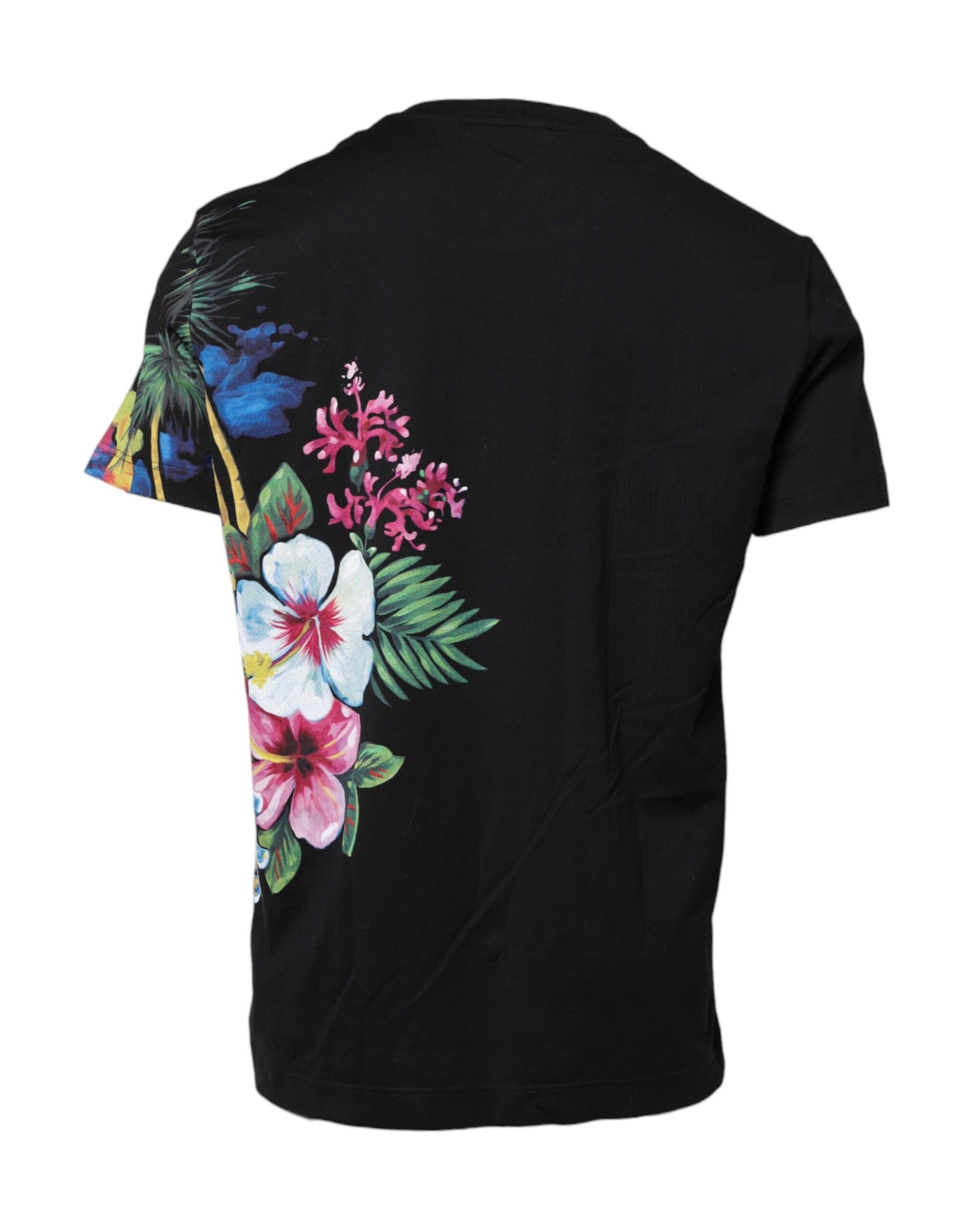 Black DG Floral Print Crew Neck T-shirt