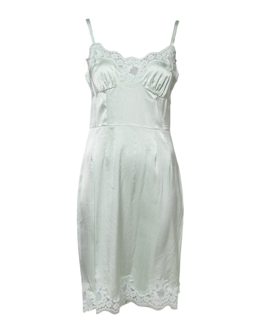White Lace Full Slip Silk Sleepwear Dress