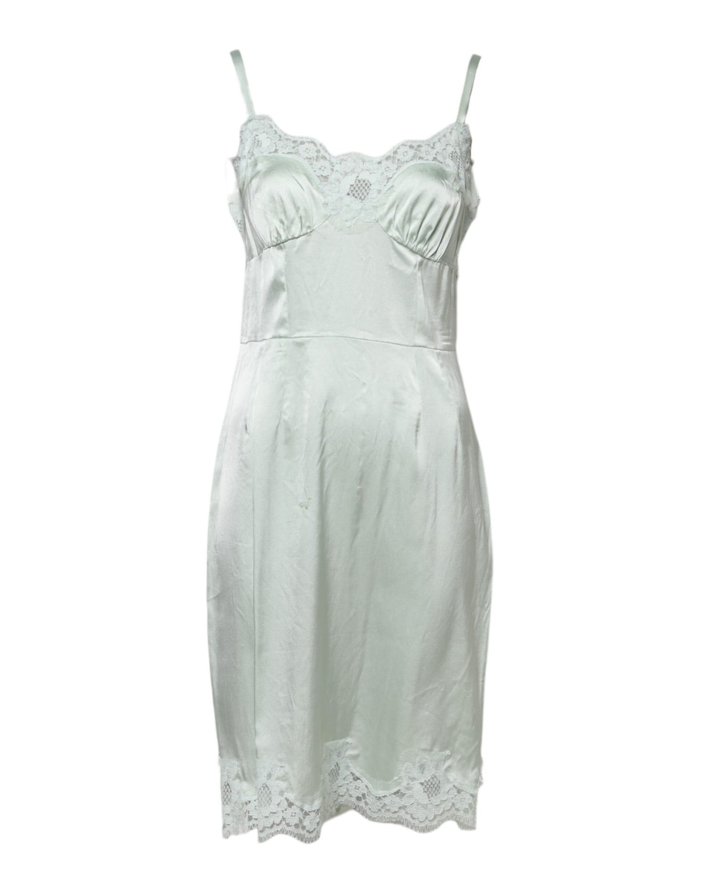 White Lace Full Slip Silk Sleepwear Dress